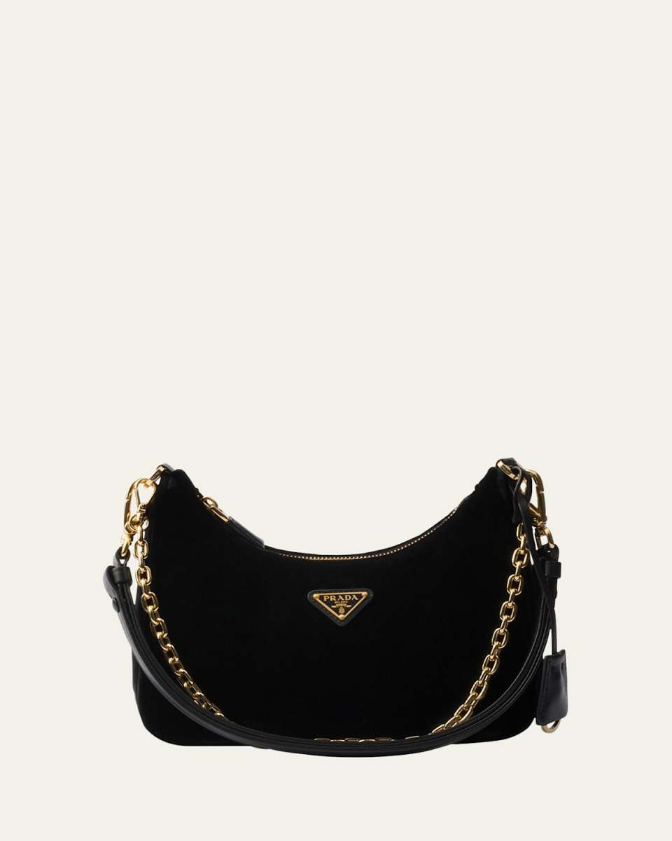 Zip Velvet Shoulder Bag